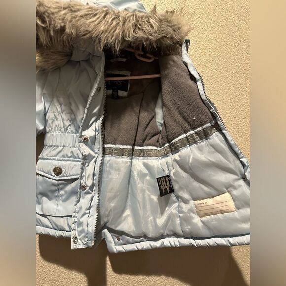 NWOT Jessica Simpson Baby Blue Pufder Jacket w/ Fauk Fur Hood Size 3T - Picture 7 of 13